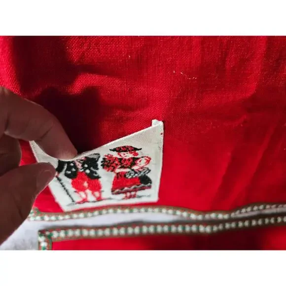 (Set of 2) Germany Place Settings Mats Red Cloth 10X14" Embroidered Pocket - Picture 5 of 11